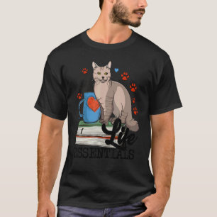 Camiseta Life Essentials Books And Cats Books Cat