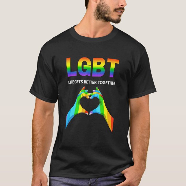 Camiseta Life Gets Better Together Pride Gay (Anverso)