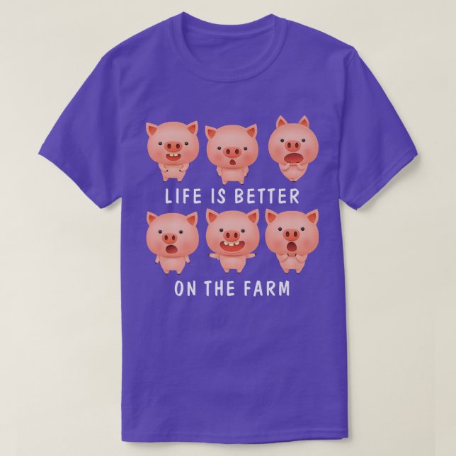Camiseta Life Is Better On The Farm Cute Pigs Piglets Premi (Diseño del anverso)