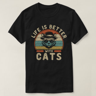 Camiseta Life Is Better With Cats Vintage Sunset