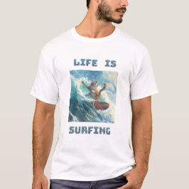 Camiseta Life Is Surfing | for surfing and cat lovers
