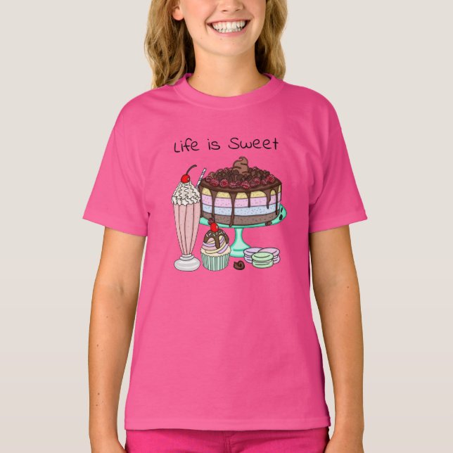 Camiseta Life is Sweet | Cute Dessert Graphics  (Anverso)