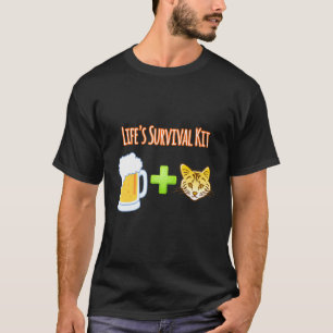 Camiseta Life S Survival Kit Beer Plus Cats Design