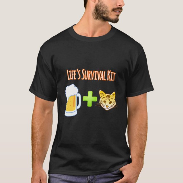 Camiseta Life S Survival Kit Beer Plus Cats Design (Anverso)