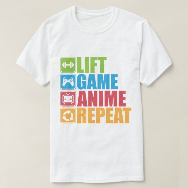 Camiseta Lift, Game, Anime, Repetir - Icono Pictograma (Diseño del anverso)