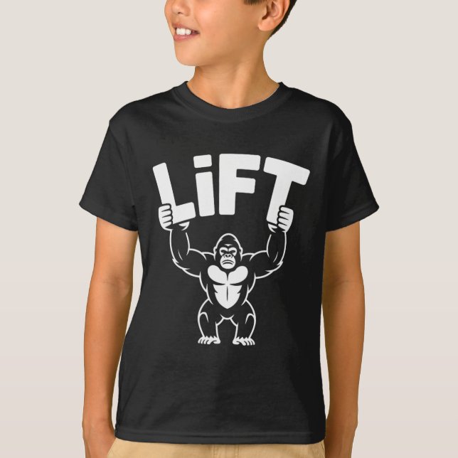 Camiseta Lift Gorilla Word Art - Bodybuilding (Anverso)