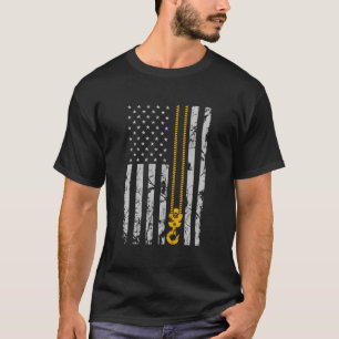 Camiseta Lifting Hook Thin American Flag Crane Operator