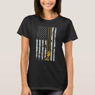 Camiseta Lifting Hook Thin American Flag Crane Operator