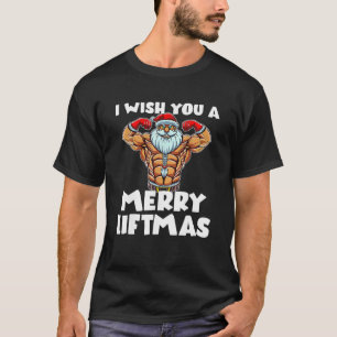 Camiseta Liftmas Lift Fitness Workout Abs Santa Claus Candy