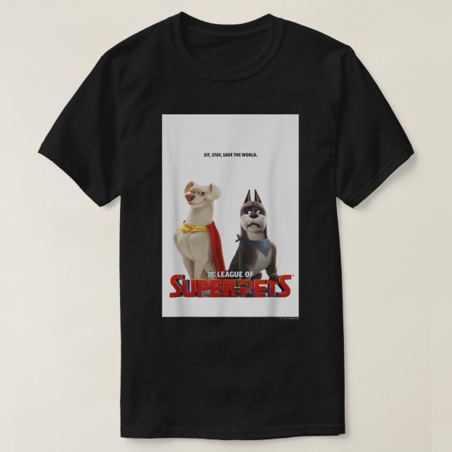 Camiseta Liga DC De SuperPets Krypto Y Poster De Ace (Diseño del anverso)