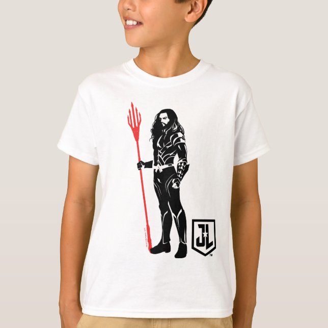 Camiseta Liga de la Justicia | Aquaman Pose Noir Pop Art (Anverso)