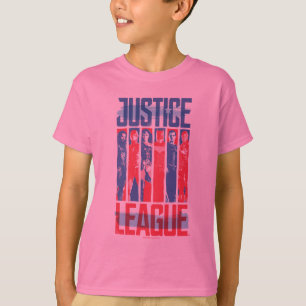 Camiseta Liga de la Justicia   Arte pop de grupo azul y roj