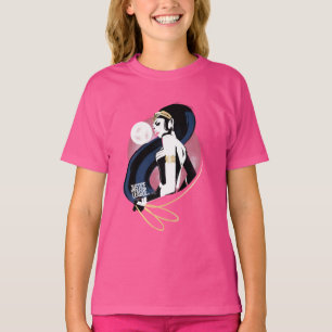 Camiseta Liga de la Justicia   Arte pop de perfil de mujer 