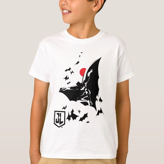 Camiseta Liga de la Justicia | Batman en la nube de arte po (Anverso)