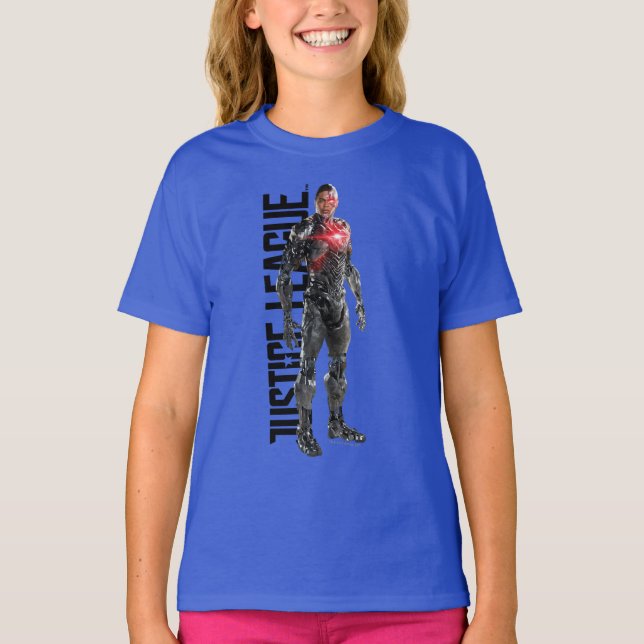 Camiseta Liga de la Justicia | Ciborg En Battlefield (Anverso)