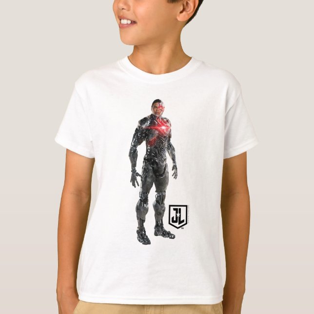 Camiseta Liga de la Justicia | Ciborg En Battlefield (Anverso)