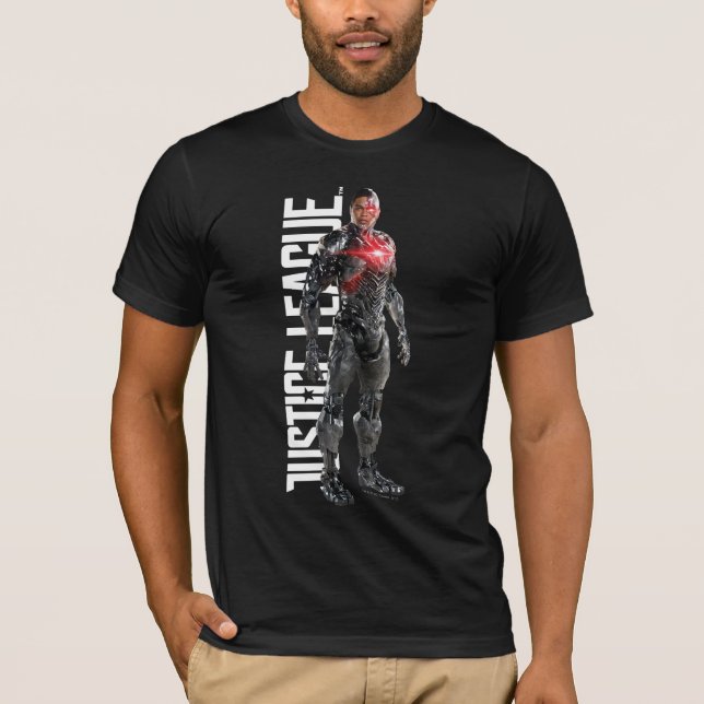 Camiseta Liga de la Justicia | Ciborg En Battlefield (Anverso)