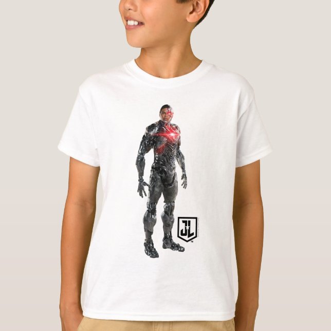 Camiseta Liga de la Justicia | Ciborg En Battlefield (Anverso)