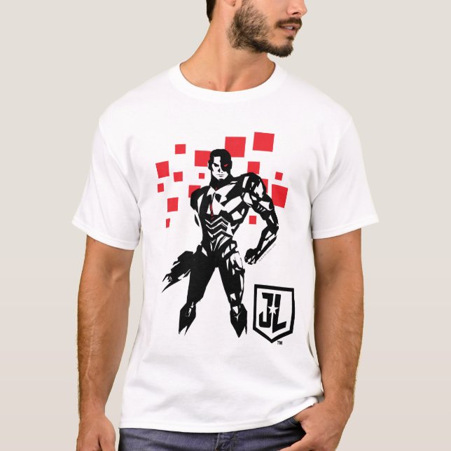 Camiseta Liga de la Justicia | Cyborg Digital Noir Pop Art (Anverso)