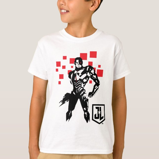 Camiseta Liga de la Justicia | Cyborg Digital Noir Pop Art (Anverso)