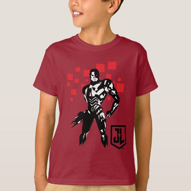 Camiseta Liga de la Justicia | Cyborg Digital Noir Pop Art (Anverso)