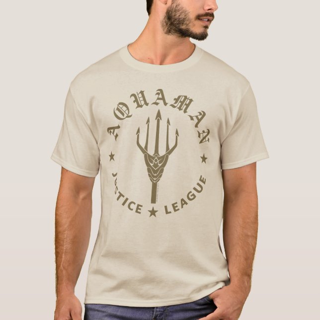 Camiseta Liga de la Justicia | Emblema de Aquaman Retro Tri (Anverso)
