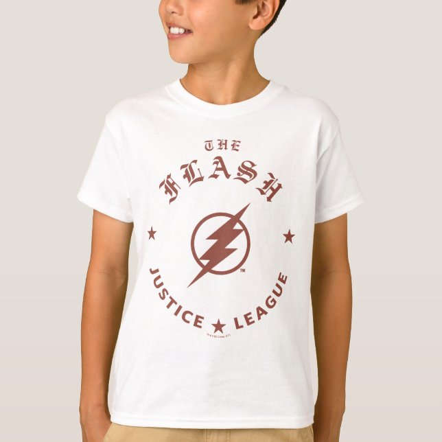Camiseta Liga de la Justicia | Emblema Relámpago Flash Retr (Anverso)