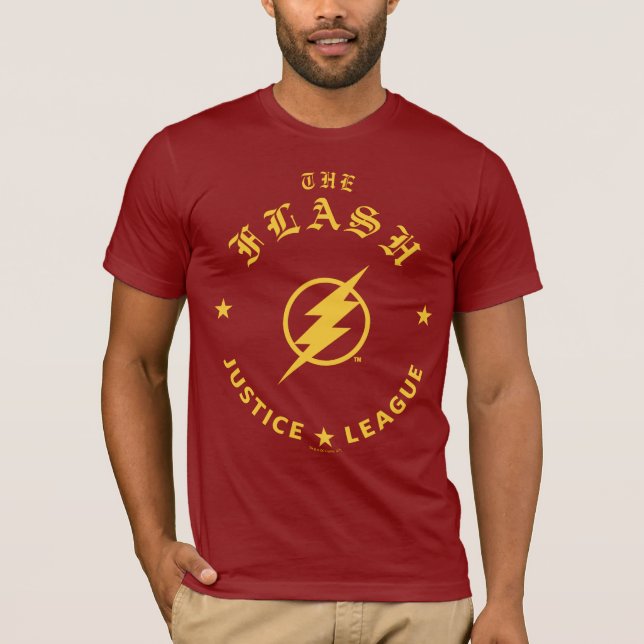 Camiseta Liga de la Justicia | Emblema Relámpago Flash Retr (Anverso)