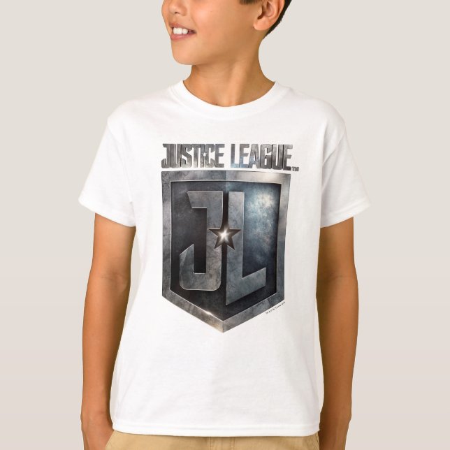 Camiseta Liga de la Justicia | Escudo JL metálico (Anverso)