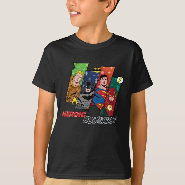 Camiseta Liga de la Justicia "¡Festividades heroicas!" (Anverso)