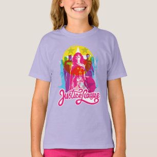 Camiseta Liga de la Justicia Grupo retro y arte pop con lo
