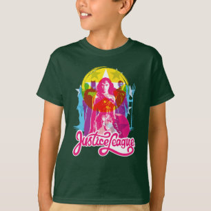 Camiseta Liga de la Justicia Grupo retro y arte pop con lo