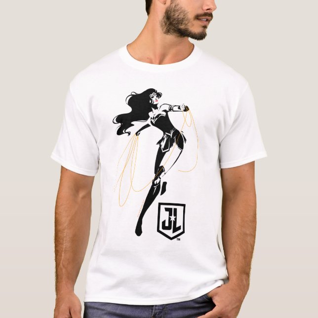 Camiseta Liga de la Justicia | Mujer Maravilla Con Arte Pop (Anverso)