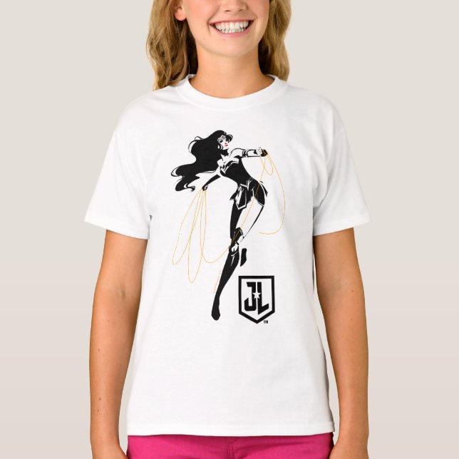Camiseta Liga de la Justicia | Mujer Maravilla Con Arte Pop (Anverso)