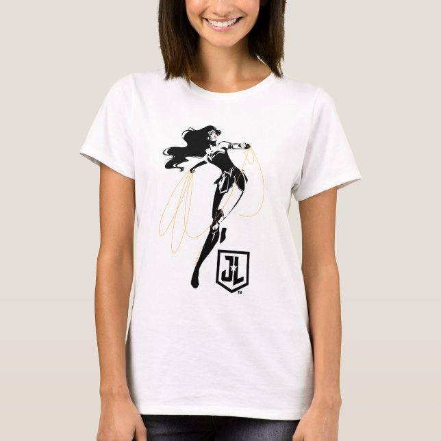 Camiseta Liga de la Justicia | Mujer Maravilla Con Arte Pop (Anverso)