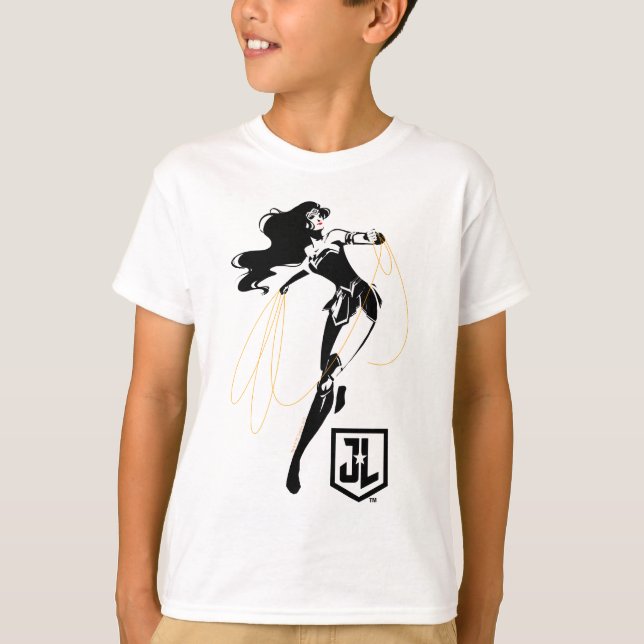 Camiseta Liga de la Justicia | Mujer Maravilla Con Arte Pop (Anverso)