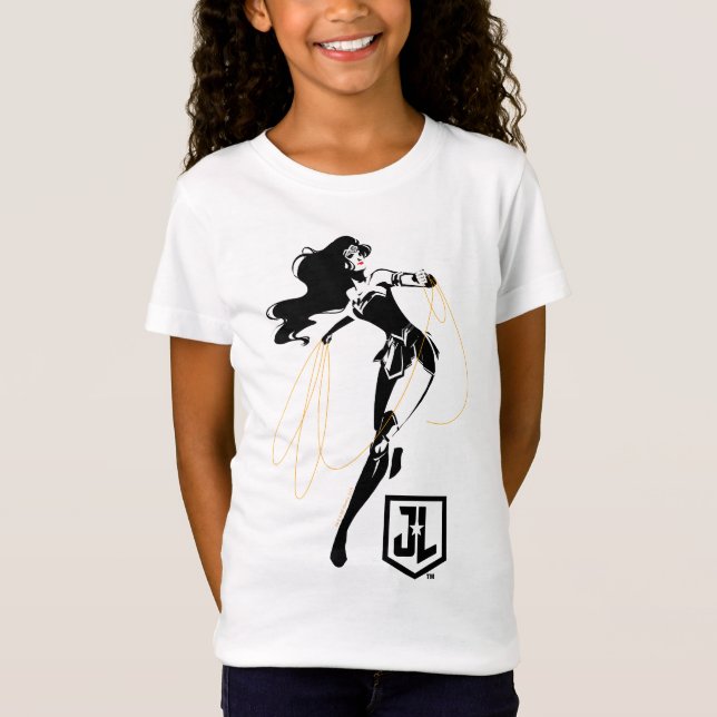 Camiseta Liga de la Justicia | Mujer Maravilla Con Arte Pop (Anverso)