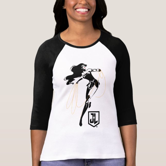 Camiseta Liga de la Justicia | Mujer Maravilla Con Arte Pop (Anverso)