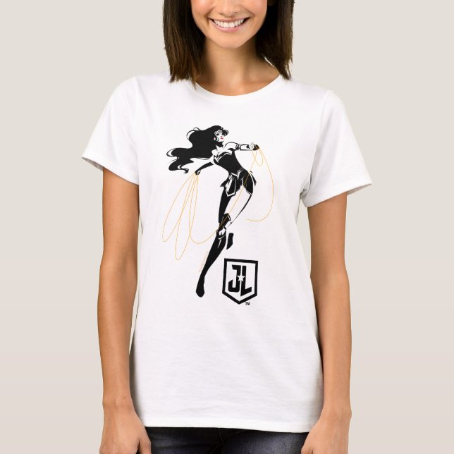 Camiseta Liga de la Justicia | Mujer Maravilla Con Arte Pop (Anverso)