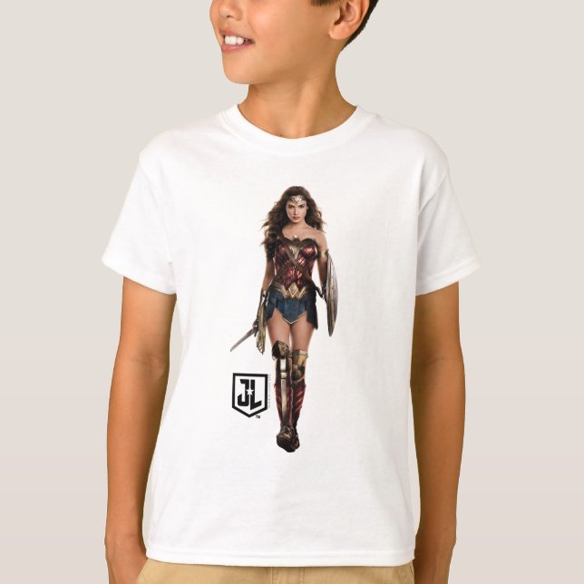 Camiseta Liga de la Justicia | Mujer Maravilla En Battlefie (Anverso)