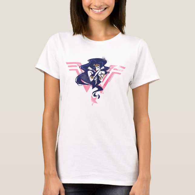 Camiseta Liga de la Justicia | Mujer Maravilla y arte pop d (Anverso)