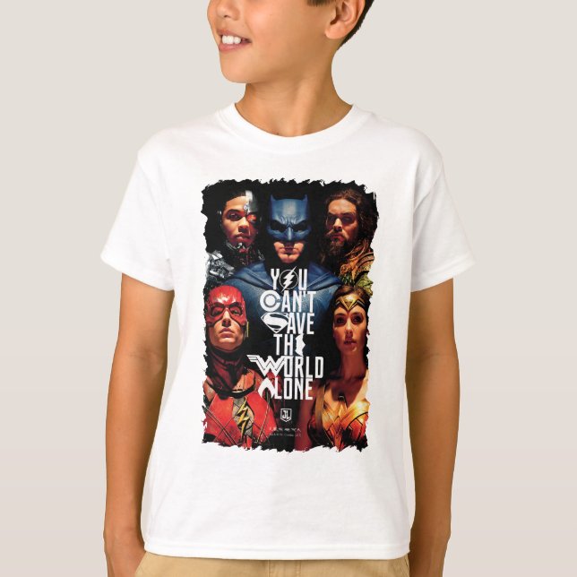 Camiseta Liga de la Justicia | No puedes salvar solo al mun (Anverso)