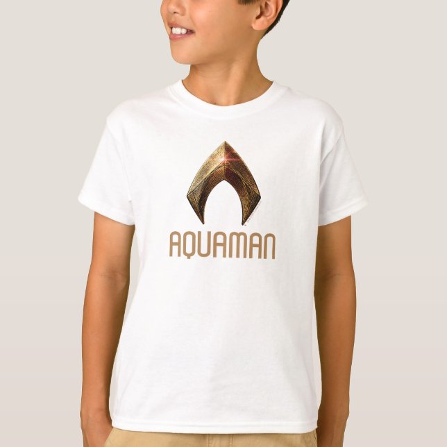 Camiseta Liga de la Justicia | Símbolo de acuamán metálico (Anverso)
