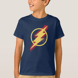 Camiseta Liga de la Justicia   Símbolo de flash de pincel y