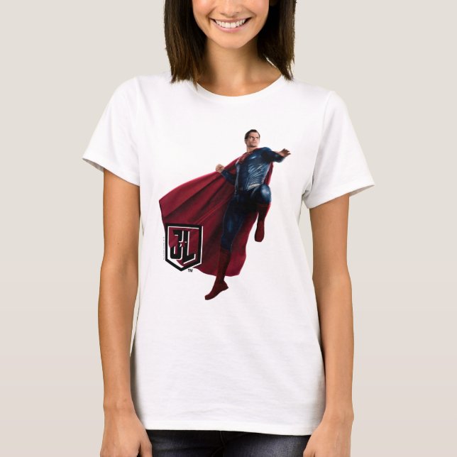 Camiseta Liga de la Justicia | Superman En Battlefield (Anverso)