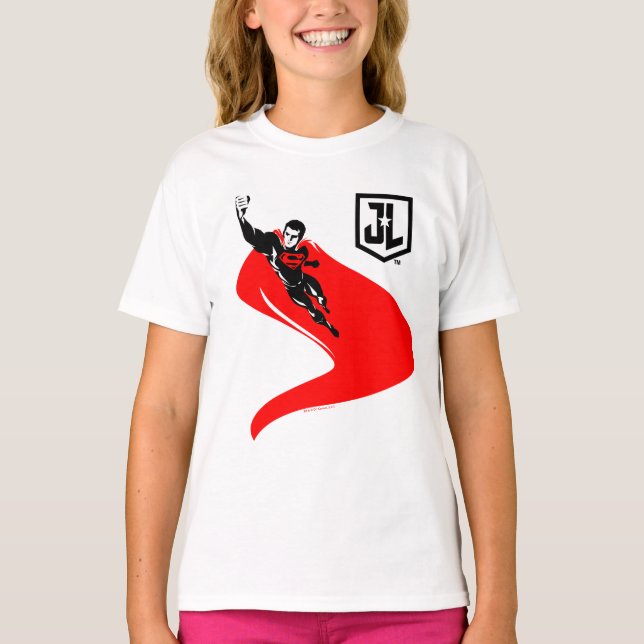 Camiseta Liga de la Justicia | Superman Flying Noir Pop Art (Anverso)