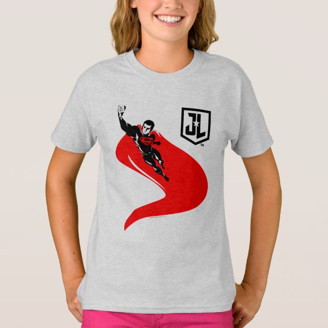 Camiseta Liga de la Justicia | Superman Flying Noir Pop Art (Anverso)