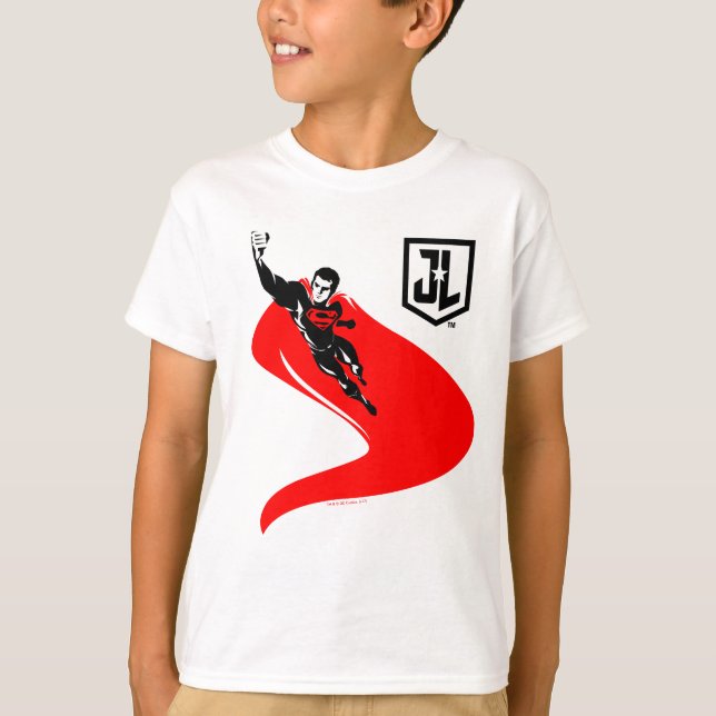 Camiseta Liga de la Justicia | Superman Flying Noir Pop Art (Anverso)