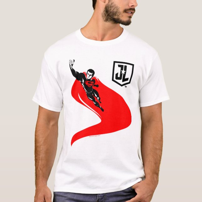 Camiseta Liga de la Justicia | Superman Flying Noir Pop Art (Anverso)