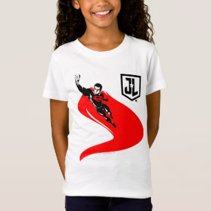Camiseta Liga de la Justicia   Superman Flying Noir Pop Art